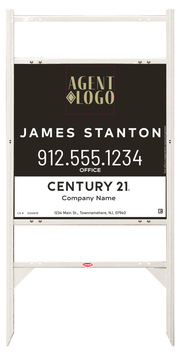 Angle Iron Frame With Two Rider Inserts And Agent Logo Centric Sign Panel Unit, 24"H X 24"W