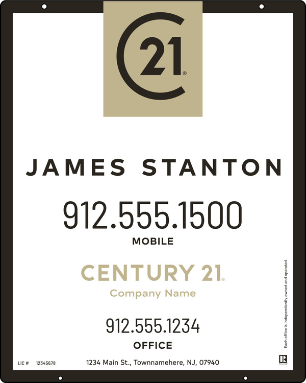 Hanging Agent Centric Sign Panel, 30"H X 24"W, 3mm Aluminum Composite