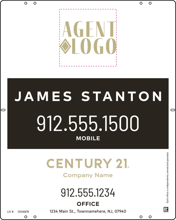 Agent Logo Centric Sign Panel, 30"H X 24"W, .040 Aluminum