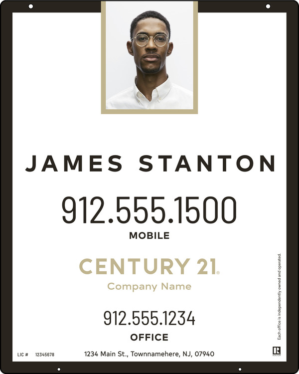 Hanging Agent Photo Centric Sign Panel, 30"H X 24"W, 3mm Aluminum Composite