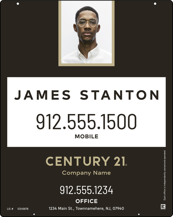Hanging Agent Photo Centric Sign Panel, 30"H X 24"W, 3mm Aluminum Composite