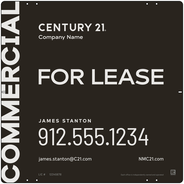 Reflective Commercial Agent Sign Panel, 24"H X 24"W, 3mm Aluminum Composite
