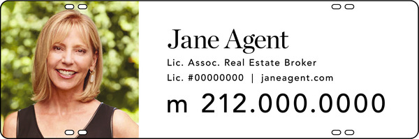 Photo Agent Name Sign Rider, 8"H X 24"W, Steel