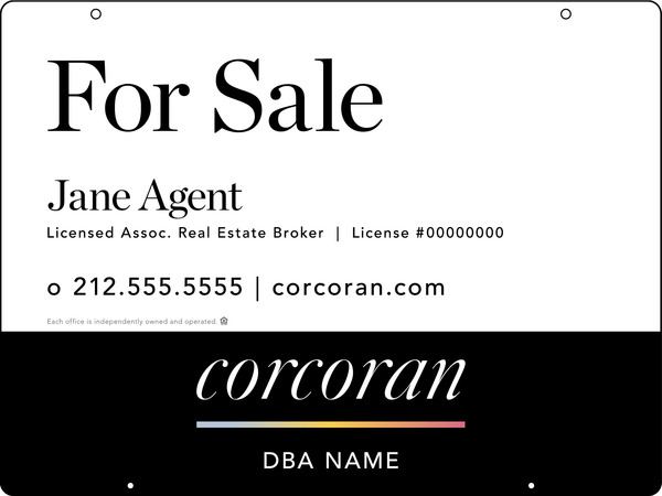 Agent Name Hanging Sign Panel, 18"H X 24"W, Steel