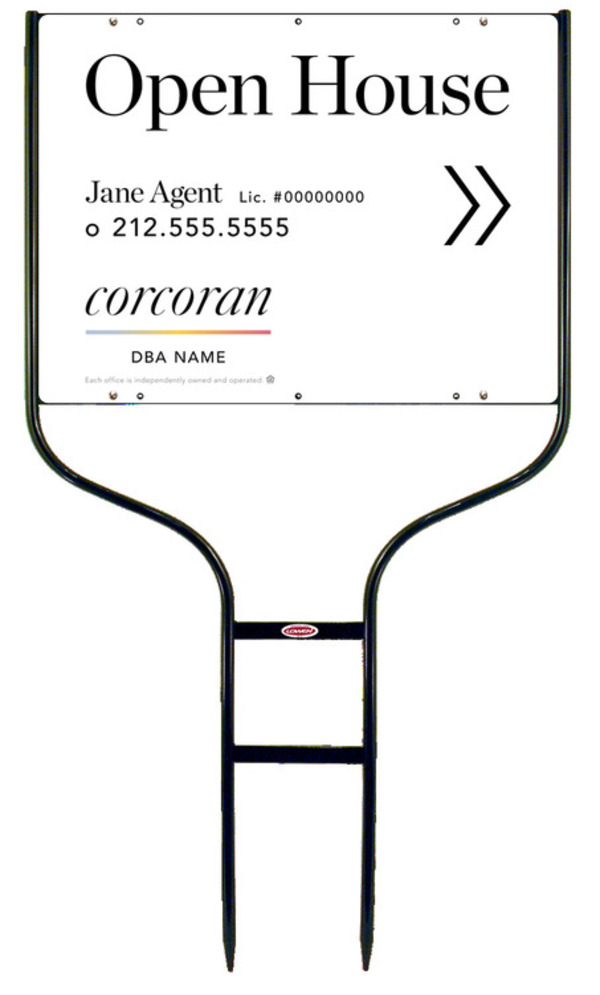 Directional Round Rod Frame And Agent Open House Sign Panel Unit, 18"H X 24"W,Steel