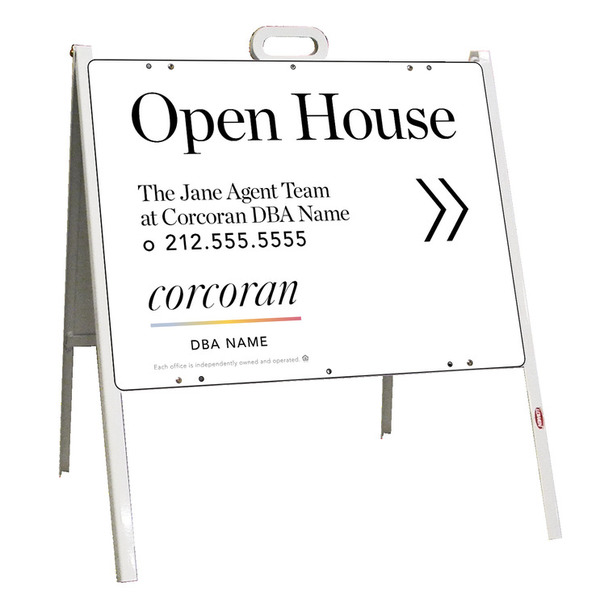Directional Team Name Open House A-Frame And Sign Panel Unit, 18"H X 24"W, Steel