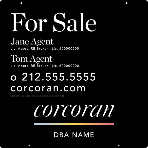 Two Agent Name Hanging Sign Panel, 24"H X 24"W, Steel