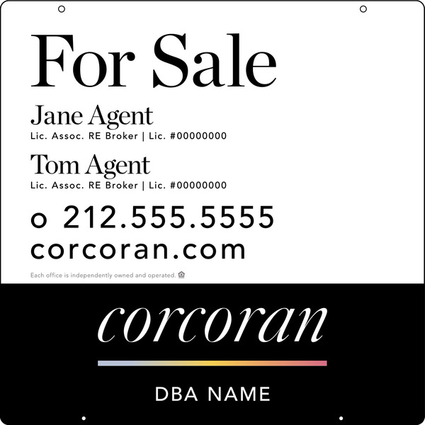 Two Agent Name Hanging Sign Panel, 24"H X 24"W, .063 Aluminum