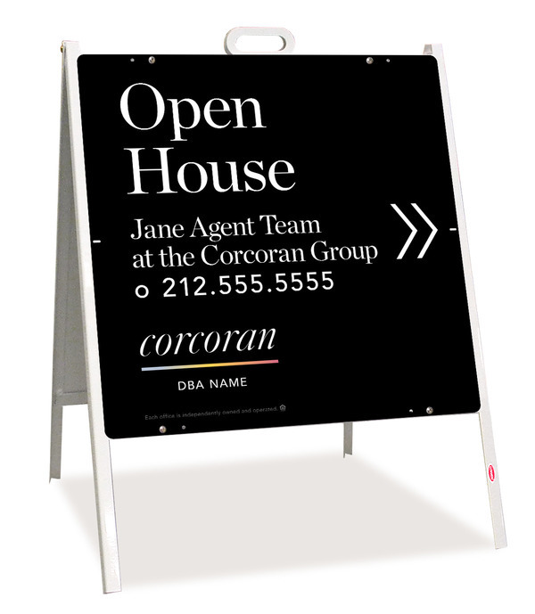 Directional Team Name Open House A-Frame And Sign Panel Unit, 24"H X 24"W, Steel