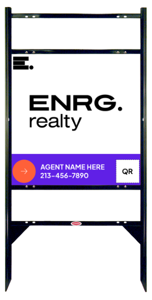 Angle Iron Frame W/ 2 Rider Inserts And Agent Name & Qr Code Sign Panel Unit, 24"H X 24"W, Steel