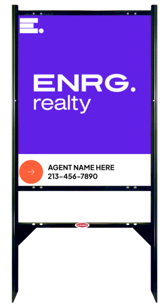 Angle Iron Frame W/ 1 Rider Inserts And Agent Name Sign Panel Unit, 30"H X 24"W, Steel