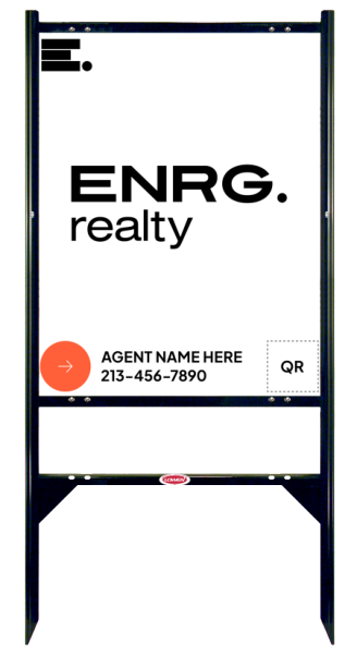 Angle Iron Frame W/ 1 Rider Inserts And Agent Name & Qr Code Sign Panel Unit, 30"H X 24"W, Steel