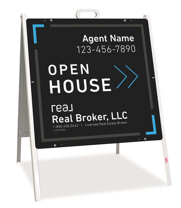 A-Frame And Agent Open House Sign Panel Unit, 24"H X 24"W, Steel