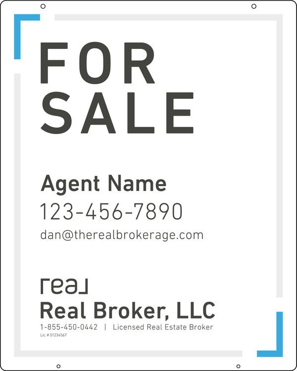 Hanging Agent Name Sign Panel, 30"H X 24"W, 3mm Aluminum Composite