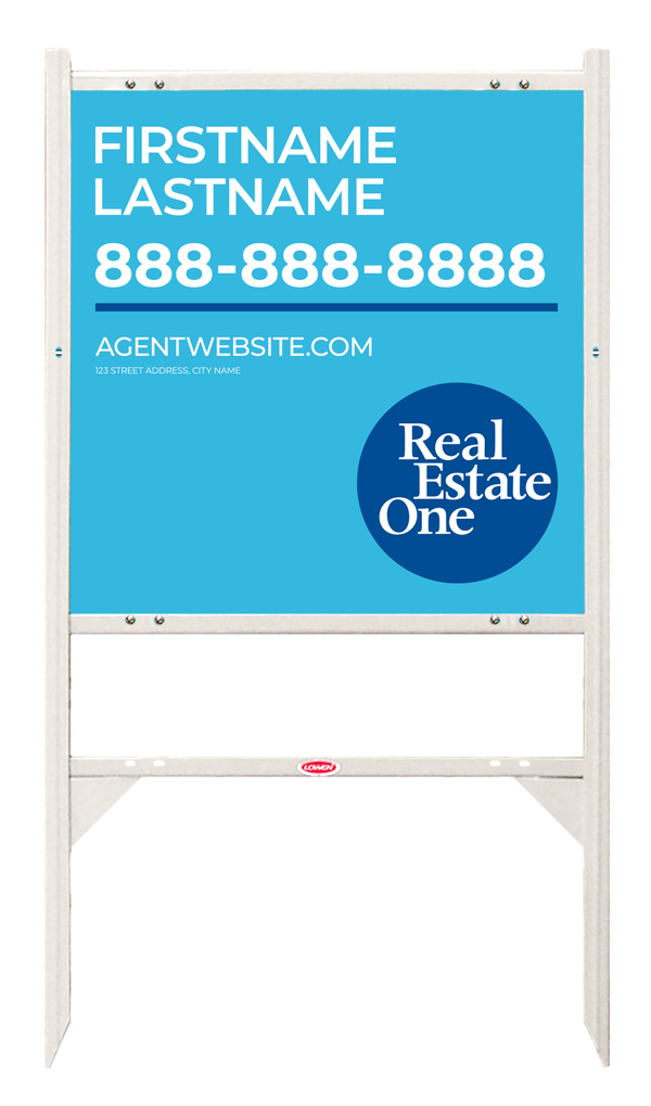 Angle Iron Frame W/ 1 Rider Inserts And Agent Name Sign Panel Unit, 24"H X 24"W, Steel