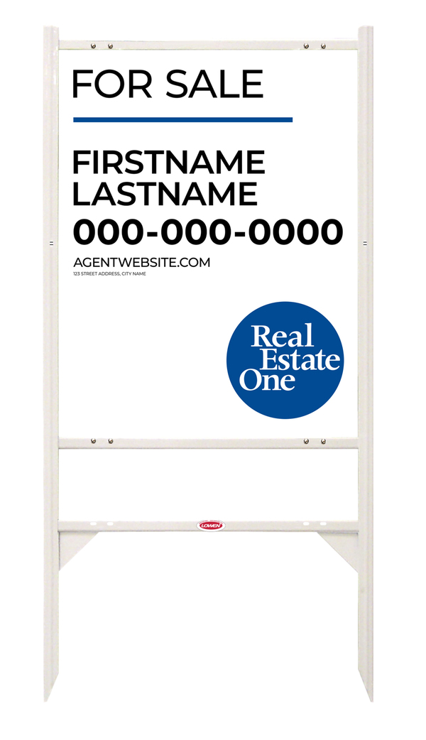 Angle Iron Frame W/ 1 Rider Inserts And Agent Name Sign Panel Unit, 30"H X 24"W, .040 Aluminum