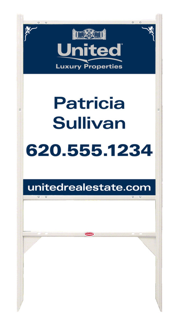 Angle Iron Frame And Agent Luxury Properties Sign Panel Unit, 30"H X 24"W, Steel
