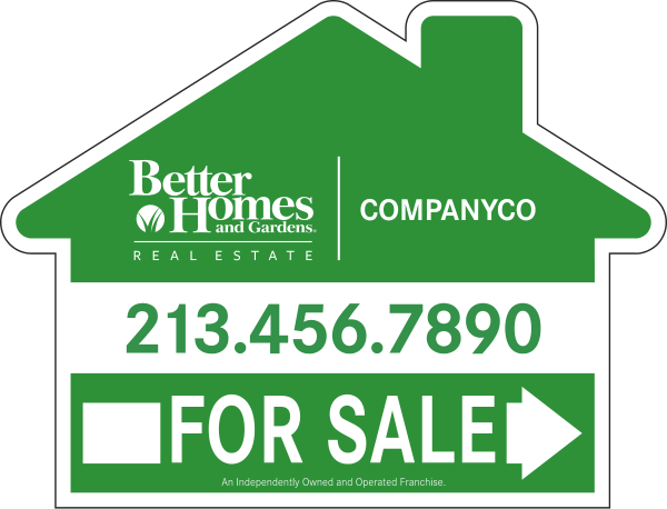 Directional FOR SALE House Shape Sign Panel, 18h x 24w, 4mm Corrugated