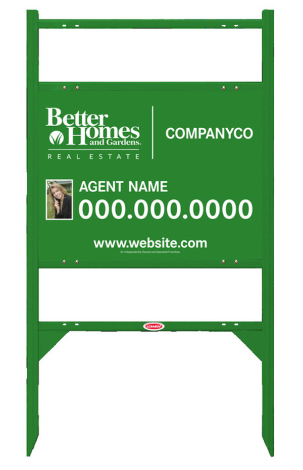 Angle Iron Frame with Two Rider Inserts and Photo Sign Panel Unit, 18h x 24w, Green