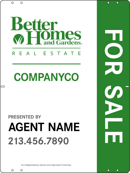 Agent Name w For Sale Sign Panel, 24h x 18w, Steel