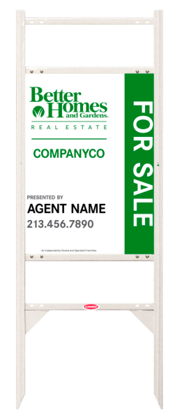 Angle Iron Frame w Two Rider Inserts and Agent Name w For Sale Sign Panel Unit, 24h x 18w, Steel