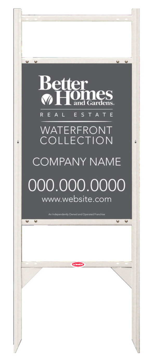 Waterfront Collection angle iron frame and sign panel unit with two rider inserts, 24 GA steel 24h x 18w