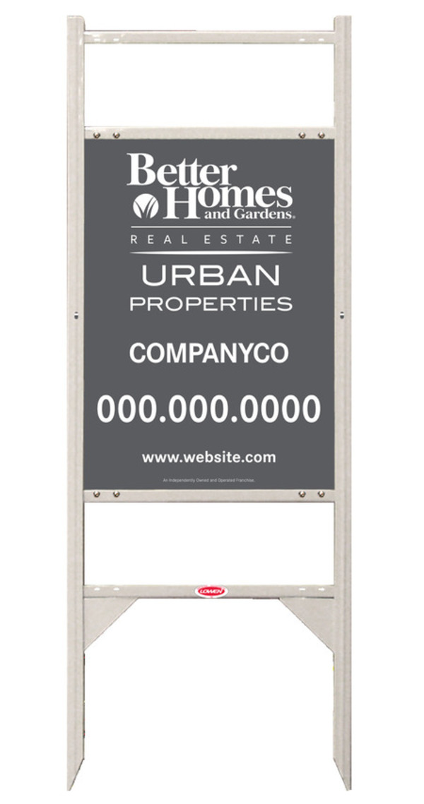 Urban Properties angle iron sign frame and panel unit with two rider inserts, 24 GA steel 24h x 18w