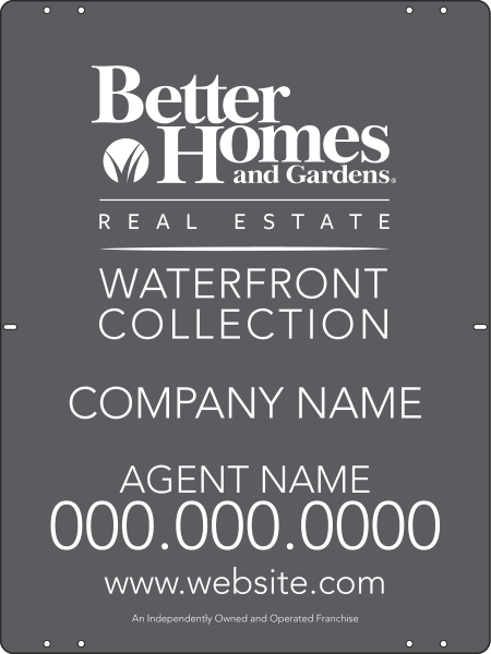 Waterfront Collection real estate agent sign panel, 24 GA steel 24h x 18w