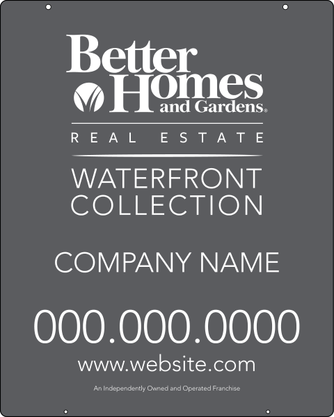 Waterfront Collection real estate hanging sign panel with grommets, 24 GA steel 30h x 24w