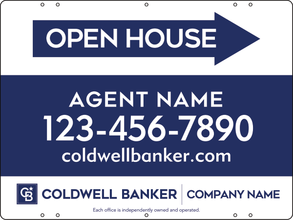 Directional Agent Open House Sign Panel, 18h x 24w, Steel