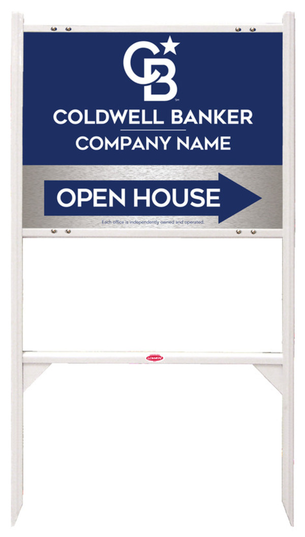 Angle Iron Frame and Office Open House Sign Panel Unit, 18h x 24w, Brushed Aluminum Composite