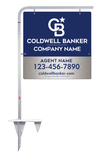 Tubular Stake and Agent Sign Panel Unit, 24h x 24w, Brushed Aluminum Composite