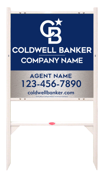 Angle Iron Frame and Agent Sign Panel Unit, 24h x 24w, Brushed Aluminum Composite