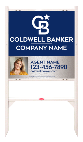 Angle Iron Frame and Agent Photo Sign Panel Unit, 24h x 24w, Brushed Aluminum Composite