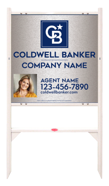 Angle Iron Frame and Agent Photo Sign Panel Unit, 24h x 24w, Brushed Aluminum Composite
