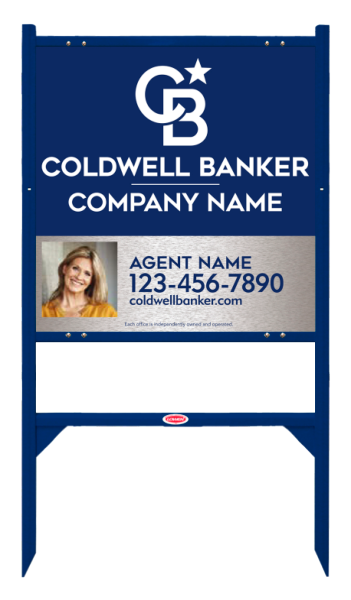 Angle Iron Frame and Agent Photo Sign Panel Unit, 24h x 24w, Brushed Aluminum Composite