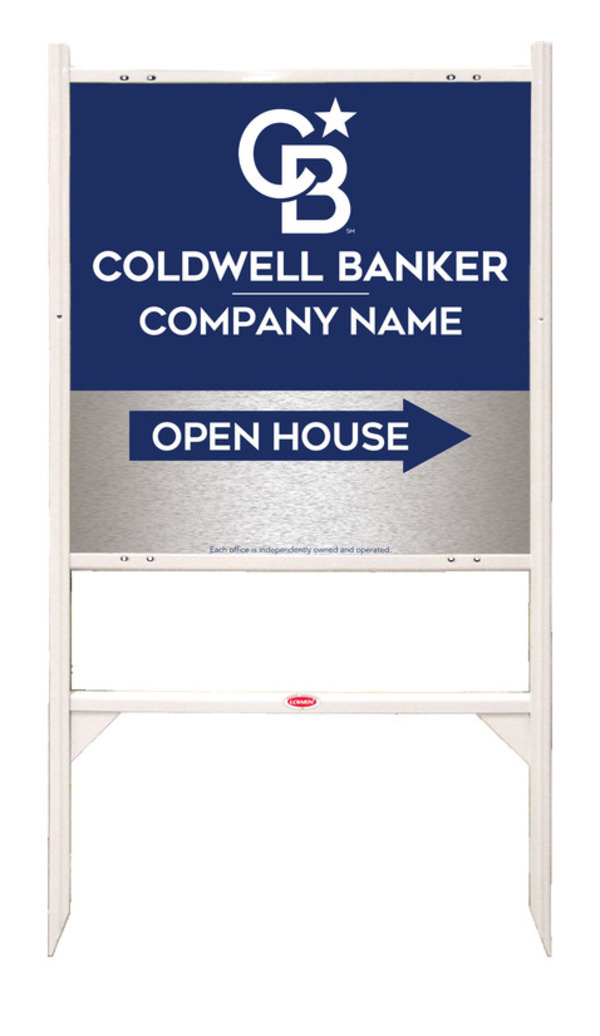 Angle Iron Frame and Office Open House Sign Panel Unit, 24h x 24w, Brushed Aluminum Composite