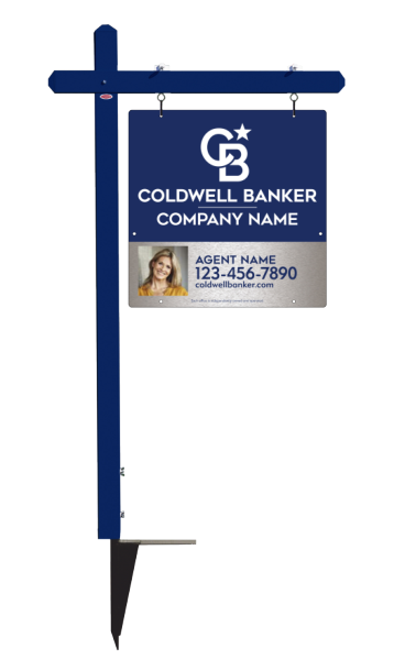 Sign Post and Agent Photo Sign Panel Unit, 24h x 24w, Brushed Aluminum Composite