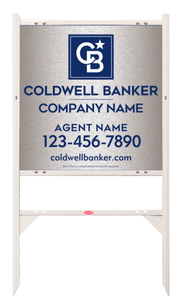 Angle Iron Frame w 2 Rider Inserts and Agent Sign Panel Unit, 24h x 24w, Brushed Aluminum Composite