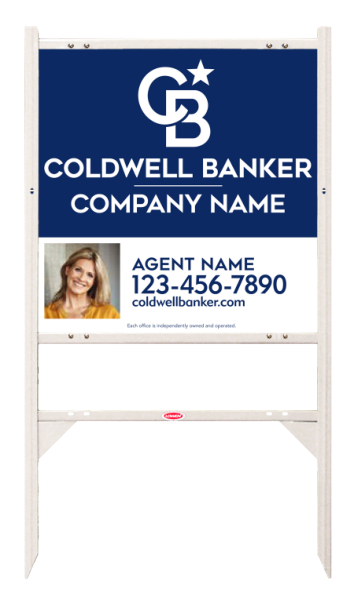 Angle Iron Frame w 2 Rider Inserts and Agent Photo Sign Panel Unit, 24h x 24w, 3MM Aluminum Composite