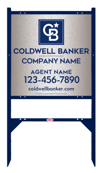 Angle Iron Frame w 2 Rider Inserts and Agent Sign Panel Unit, 24h x 24w, Brushed Aluminum Composite