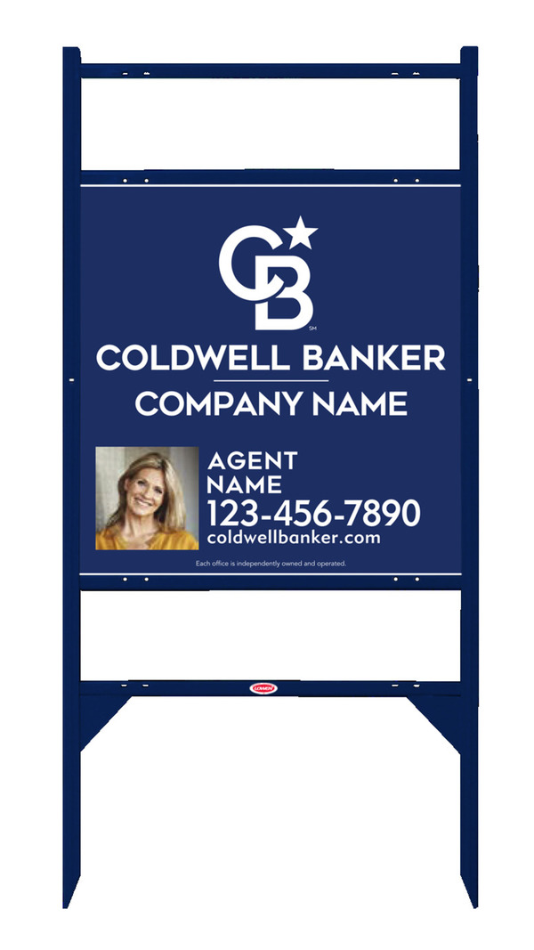 Angle Iron Frame w 2 Rider Inserts and Agent Photo Sign Panel Unit, 24h x 24w, .040 Aluminum