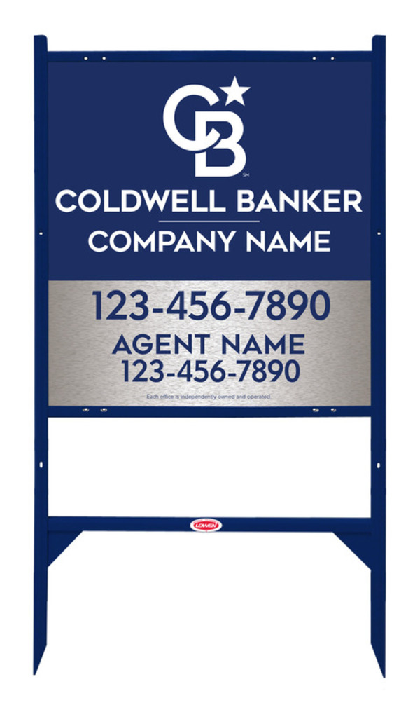 Angle Iron Frame and Agent Sign Panel Unit, 25h x 24w, Brushed Aluminum Composite