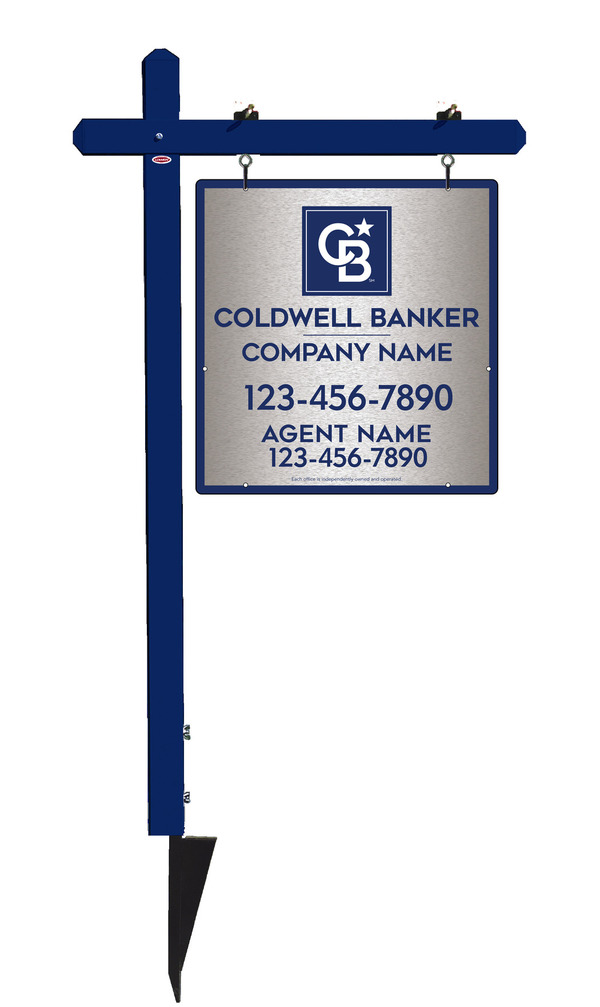 Sign Post and Agent Sign Panel Unit, 25h x 24w, Brushed Aluminum Composite