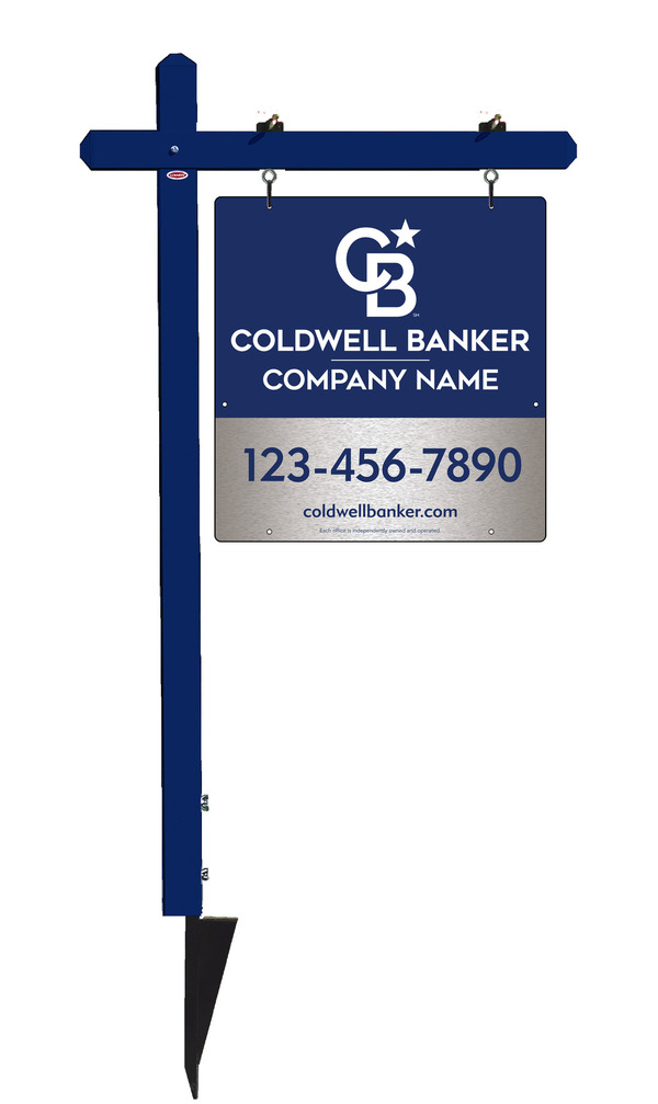Sign Post and Office Sign Panel Unit, 25h x 24w, Brushed Aluminum Composite