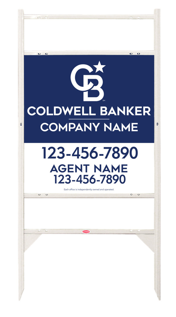 Angle Iron Frame w 2 Rider Inserts and Agent Sign Panel Unit, 25h x 24w, 3MM Aluminum Composite