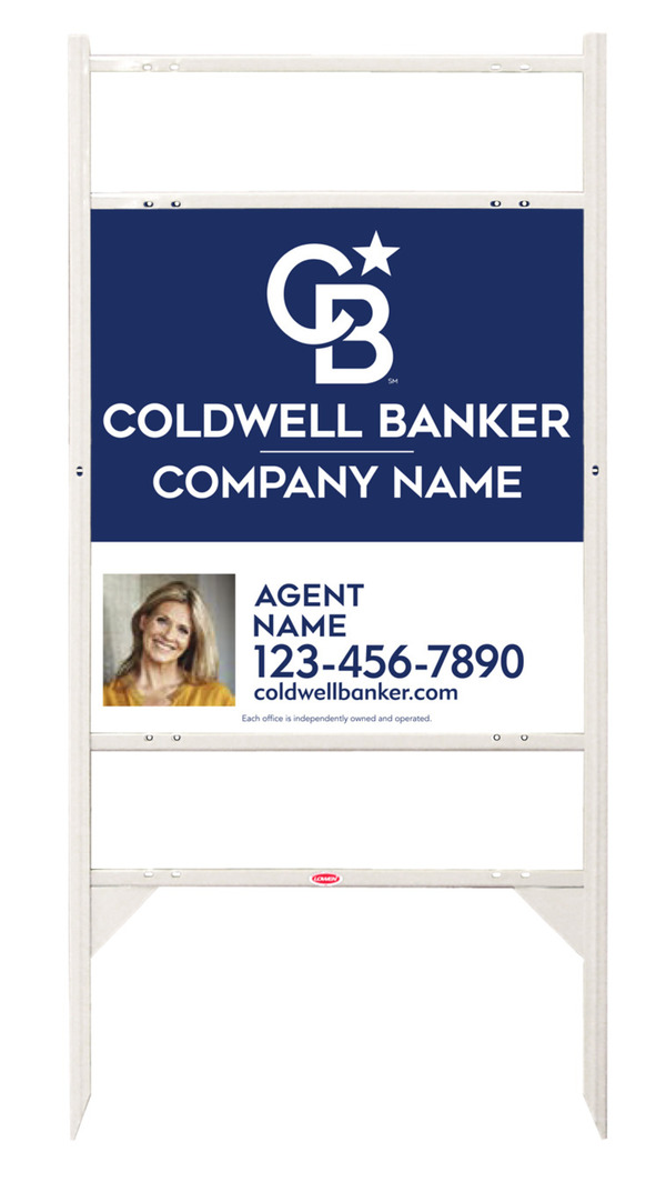 Angle Iron Frame w 2 Rider Inserts and Agent Photo Sign Panel Unit, 25h x 24w, 3MM Aluminum Composite