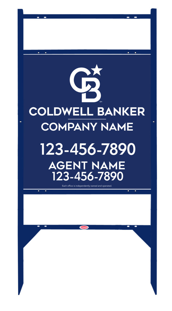 Angle Iron Frame w 2 Rider Inserts and Agent Sign Panel Unit, 25h x 24w, 3MM Aluminum Composite