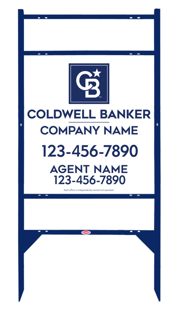 Angle Iron Frame w 2 Rider Inserts and Agent Sign Panel Unit, 25h x 24w, 3MM Aluminum Composite