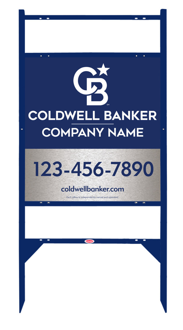 Angle Iron Frame w 2 Rider Inserts and Office Sign Panel Unit, 25h x 24w, Brushed Aluminum Composite